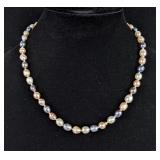 Genuine Black And White Pearl Necklace, 19"