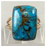 Copper Turquoise Cabochon Ring, Size 8 