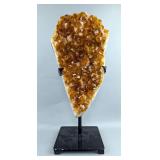 Brazilian Citrine Geode Specimen On Metal Display Stand, 16" Tall, 7.6kg