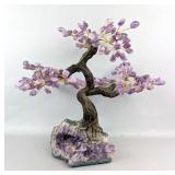 Polished Amethyst Gemstone Tree On Glazed Wood Base, 179 Stones, 14" Tall