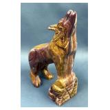 Polished Green Onyx Howling Wolf Statue, 6.25" Tall