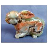 Polished Green Onyx Rabbit Statue, 4" Tall x 6" Long 
