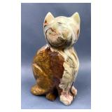 Polished Green Onyx Cat Statue, 6.25" Tall 