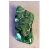 Polished Malachite Palm Stone Specimen, 3.75" x 2"