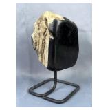 Indonesian Petrified Wood Specimen On Metal Display Stand, 7.25" Tall