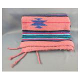 Navajo Woven Runner With Geometric Designs And Braided Fringe