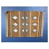 Navajo Woven Tribal Style Blanket With Geometric Designs, 26" x 38" 