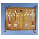  Navajo Yei Rug, Square Heads Represent Female Yei, 19" x 26"