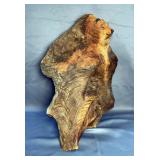 Carved Wood Wall Hanging Of Bear And Feather, Approx 21" x 14" x 12"