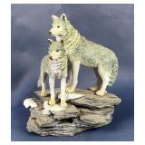 Gray Wolf Pack The Encounter Figurine, Numbered 00573, 1995 Westland, Approx 6" x 4" x 4"