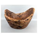 Live Edge Carved Wood Bowl, 9.75" x 8" x 6" 