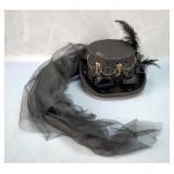 Steampunk Top Hat With Goggles, Feather Decorations, And Lace Patterns, 5" Tall x 12.25" Long x 9.75