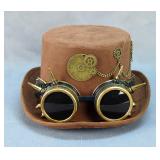 Steampunk Top Hat With Goggles And Gears 5" Tall x 12.25" Long x 9.75" Wide