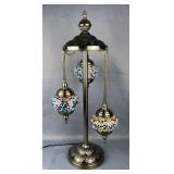 Turkish Mosaic Table Lamp With 3 Globes, 31" Tall