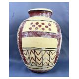Mexican Ceramic Pot With Geometric Design, 11.5" Tall x 8" Diameter