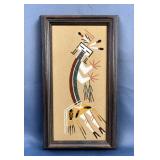 Navajo Female Yei Sand Painting, Framed, 13.5" x 7.5"