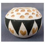 Acoma Pueblo Mini Pottery, Marked Acoma NM, R Malie, Approx 1.75" Tall And 2.25" Diameter 