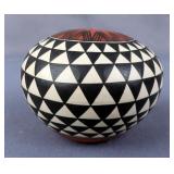 Acoma Pueblo Mini Pottery, Signed Alberta Analla Acoma NM, Approx 1.75" Tall And 2.25" Diameter