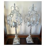 Crystal And Metal Candelabra-Style Table Lamps, 32" Tall, Qty 2 
