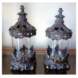 Ceramic Fleur-De-Lis Styled Canisters, 11.5" Tall, Qty 2