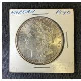 890 Morgan Silver Dollar, And 1922 Peace Silver Dollar, AU