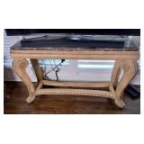 Baroque Style Console Table With Marble Top, 33" x 56" x 23", Contents Not Included