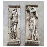 Toscano Style Resin Water Maidens, Qty 2, Approx 21" x 7"