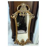 Gold Leaf Framed Mirror, Approx 32" x 13"