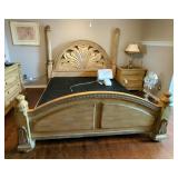 Wood King Size Bed Frame With Pillars, And Sleep Number Foundation, Firmness Control System, And Shr