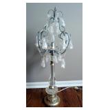 Beaded Glass Stemmed Table Lamp, 33" Tall, Powers On 