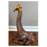 Decorated Clay Giraffe Sculptures, Qty 2
