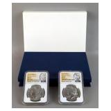 2023 Morgan Dollar And 2023 Morgan Dollar, Both Are .999 Silver, Both Are Graded MS 70 By NGC