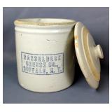 Hasselbeck Cheese Co. Stoneware Lidded Crock, Approx 7" x 6.75"