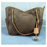  Michael Kors Jet Set Travel Large Chain Shoulder Tote, Color Shade Brown, New 