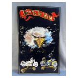 Harley Davidson Born To Be Wild Poster Featuring A Bald Eagle And Harley Motorcycles, Including The 