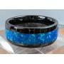 Blue Opal Inlay Ceramic Ring, Marked "Aloha", Size 9 
