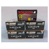 Blazer Brass .45 Auto Ammo, 230 gr, Full Metal Jacket, Approx 200 Rds, And Winchester Train & Defend