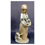 Lladro Following Her Cats Porcelain Figure, 9.5" Tall, Marked "58 M-27 J"