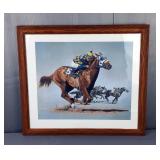 R. Gardner Secretariat Print, Numbered #74 of 500, Framed And Matted Under Glass, 17" x 19.25" 