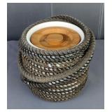  Pfaltzgraff Sedona And Belle & Maison Rope Wrapped Stoneware Canisters, 5" And 6" Tall