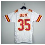 Christian Okoye #35 Autographed Football Jersey With Beckett Authentication Sticker 