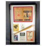 Baseball Shadow Box, Includes Autographed St. Louis Cardinals Score Card And Game Program, 1945 Loui
