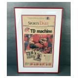 Marcus Allen (HOF) Kansas City Chiefs Autographed Kansas City Star News Paper, Framed And Double Mat