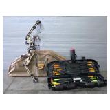 Hoyt Compound Bow Model ZR200, 60lb-70lb, 27"-30.5", With Trigger Release, Wristguard, Quivers, RedH