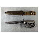 Trench Knife With 5.5" Blade And Knuckle Duster Handle, Marked M-1918, With Scabbard, Marked U.S.M8A