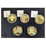 Commemorative 24k Gold Plated Coins Including 1933 Saint-Gaudens Double Eagle, Founding Fathers Jame