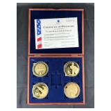 American Mint Classic Eagles On US Coinage Commemorative Coins, With COAs, In Wood Display Case