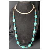 Puka Shell Choker, 16", And Southwestern-Style Turquoise And Shell Necklace, Approx 33" 