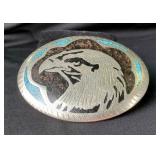 Turquoise Inlaid Eagle Belt Buckle, 3" x 4"