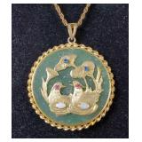 Chinese Good Luck Jade Style Pendant On 19" Chain
